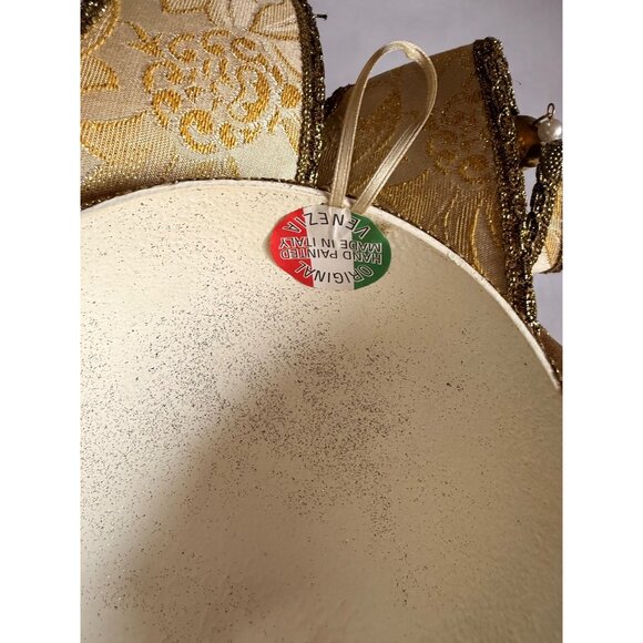 Handcrafted Venetian Jester Masquerade Mask With Gold Glitter Detailing & Ribbon - Picture 4 of 12